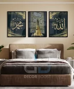 Allah, Mohamed, Kaaba with Gold Texture