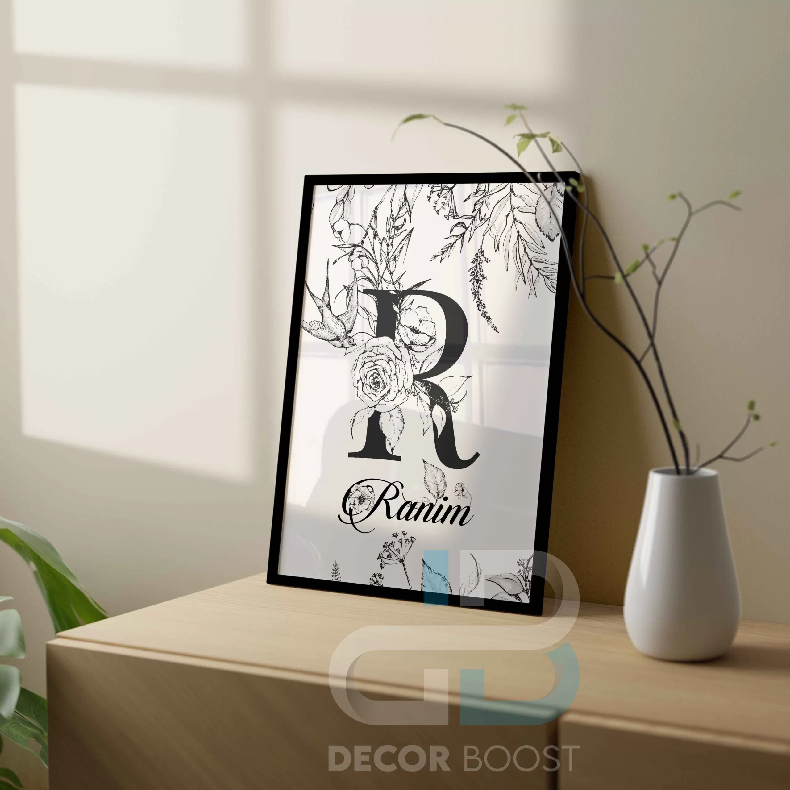 Custom Floral Black & White Names - Image 2