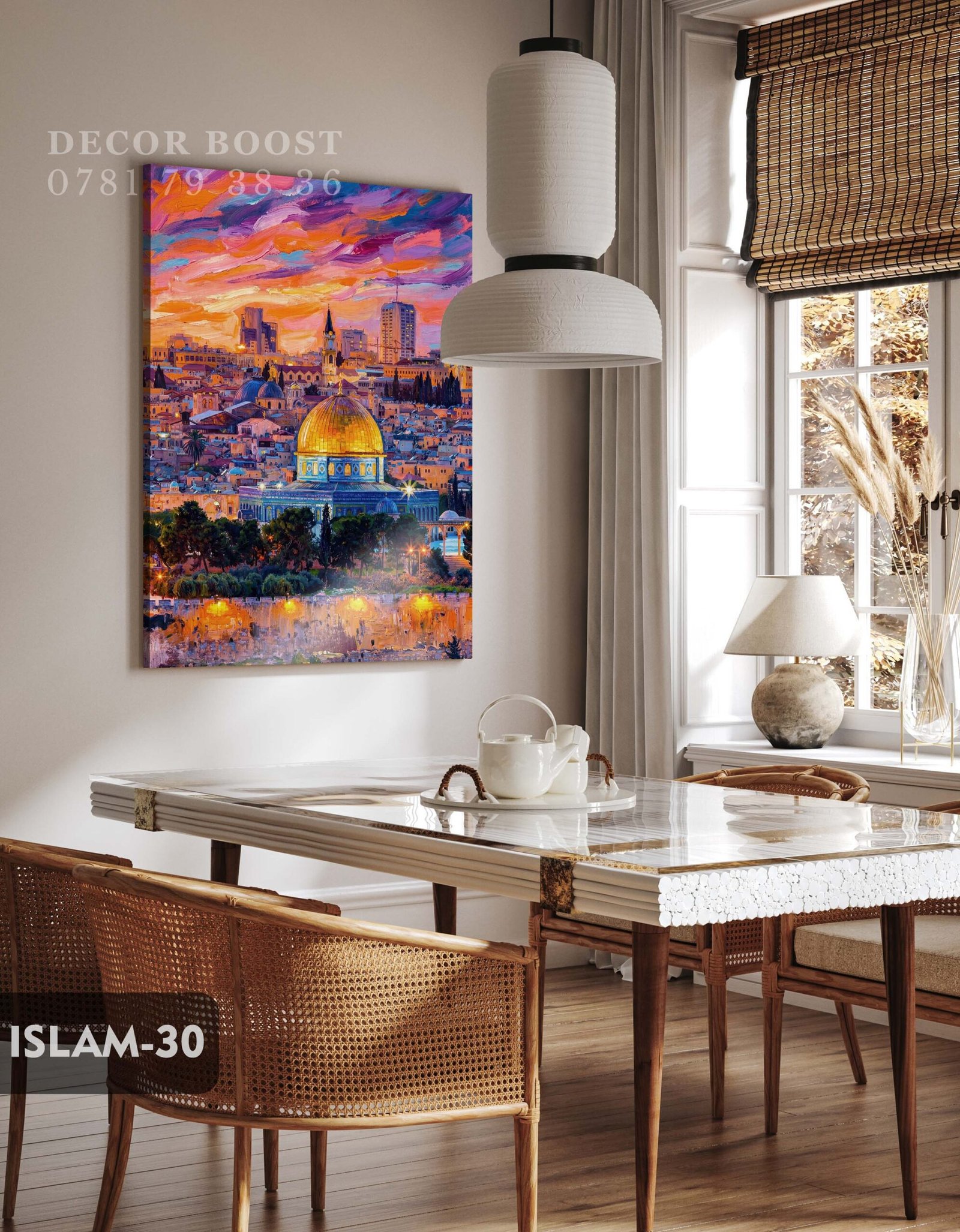 Palestine Dome of the Rock View Acrylic Paint Style