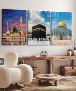 Mecca, Madina, Quds Acrylic Painting Style