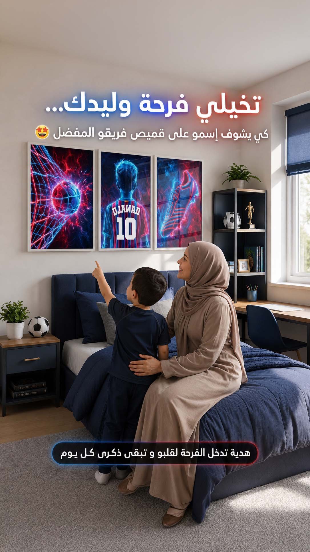 موديل كرة قدم مخصص في غرفة طفل